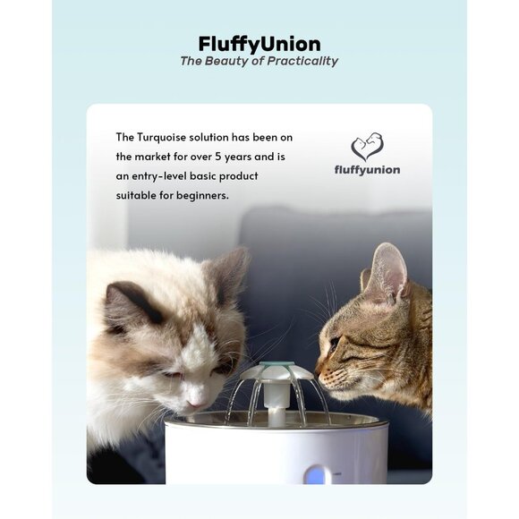 Fluffyunion Silver Fountain With Stainless Steel 4 Filters/4 Sponges Dispenser - Picture 2 of 6